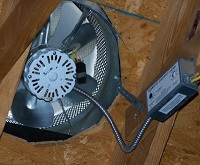 Attic Fan Installed, as seen from Inside Attic